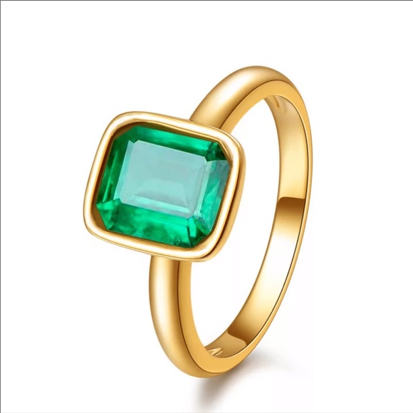 18k gold plated emerald ring - Picture 4 of 6